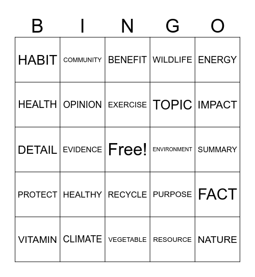 level 3 Bingo Card