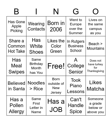 Bingo Prime Bingo Card