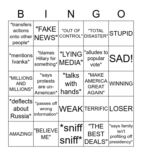 HE'S GONNA MAKE THE BIGGEST SPEECH! Bingo Card