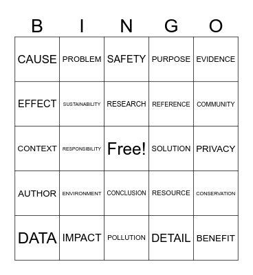 level 8 Bingo Card