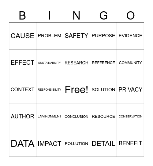 level 8 Bingo Card