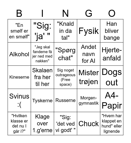 Morten Bingo Card