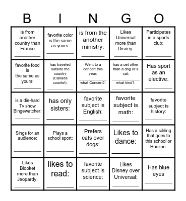 Ice Breaker Bingo! Find another classmate who... Bingo Card