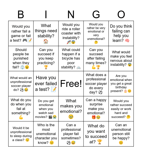 D2 L1 Vocab Bingo Card