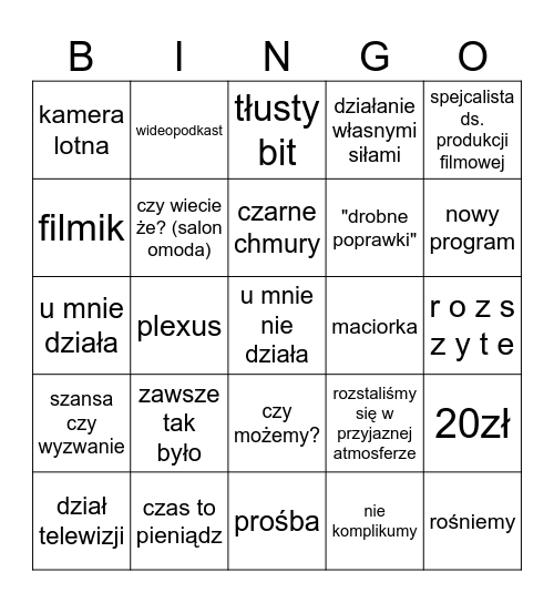 Inforowe bingo Card