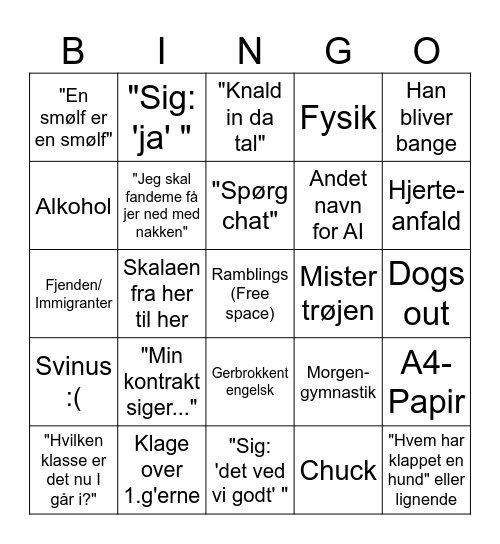 Morten Bingo Card