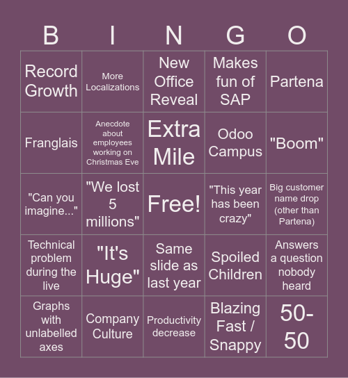 All Company Meeting Bingo Card