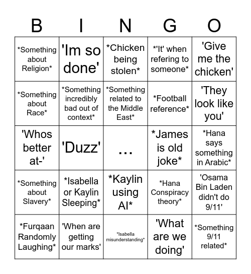 History Bingo Card