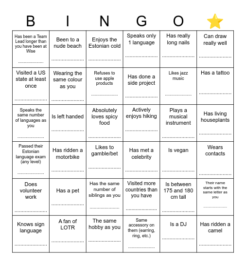 Get-To-Know-Your-TS Bingo Card