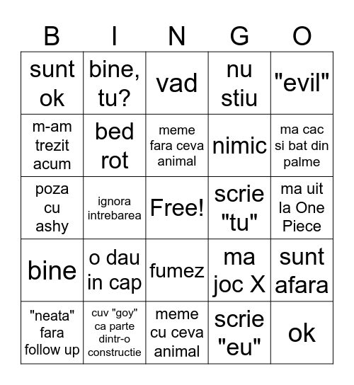 Ce face Demetra Azi? Bingo Card