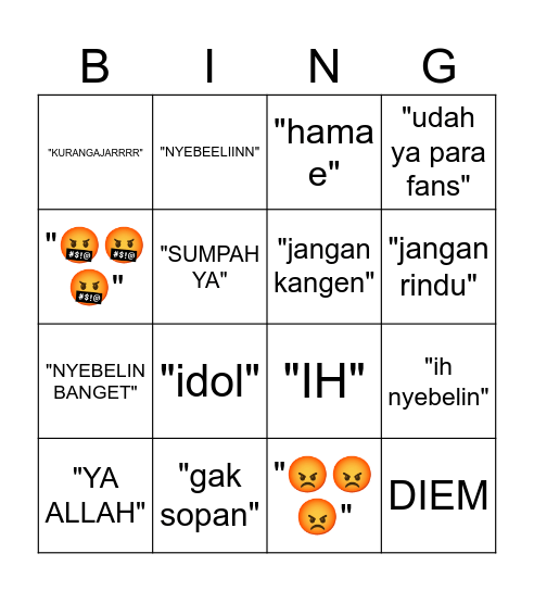 Felicia Zhafira Almeera Bingo Card