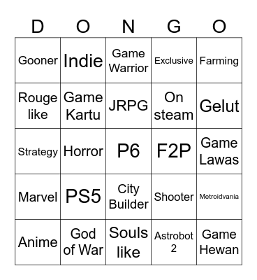 State of Play Bingo Card