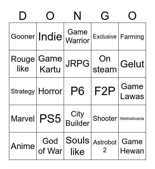 State of Play Bingo Card
