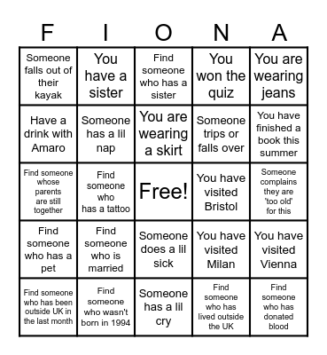 Hen Do Bingo Card