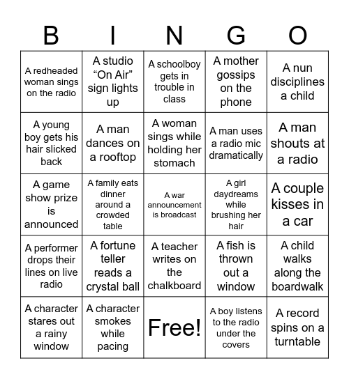 Radio Days Bingo Card