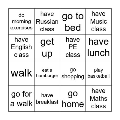 My Day Bingo Card