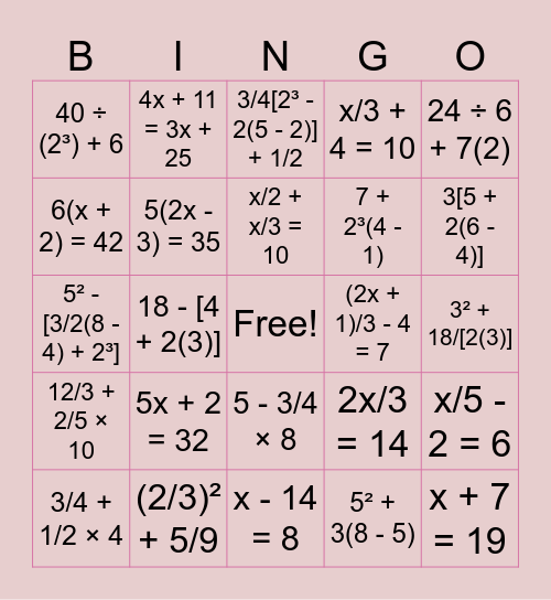 BINGO WITH A TWIST Bingo Card