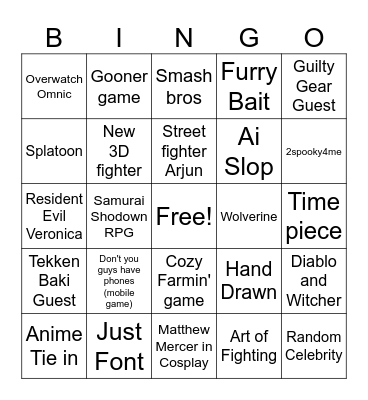 September Game announcements Bingo Card