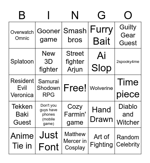 September Game announcements Bingo Card