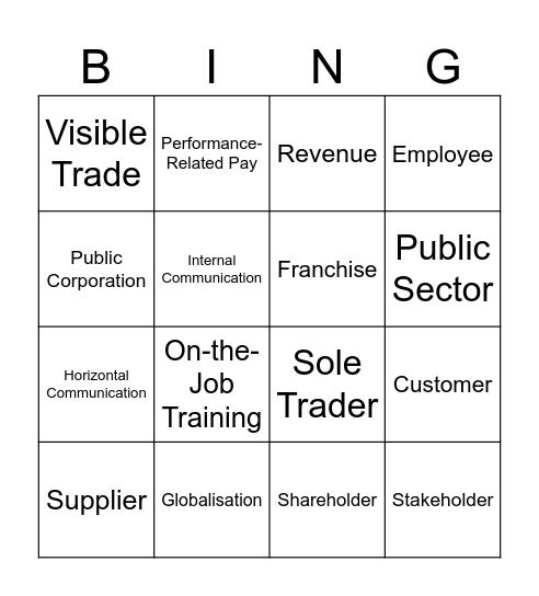 Business Bingo Card