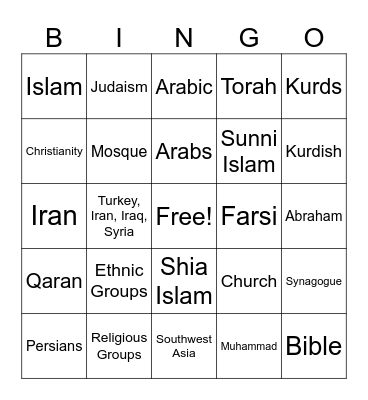 Unit 2 Review Bingo Card