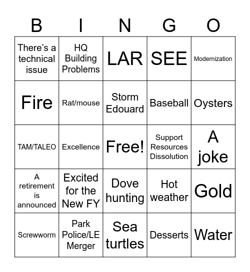 TOWNHALL BINGO! Bingo Card