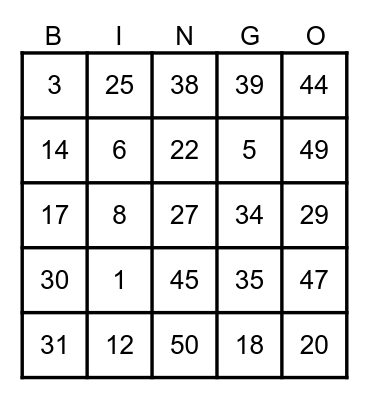 BINGO PROJETO EXTENSÃO I Bingo Card