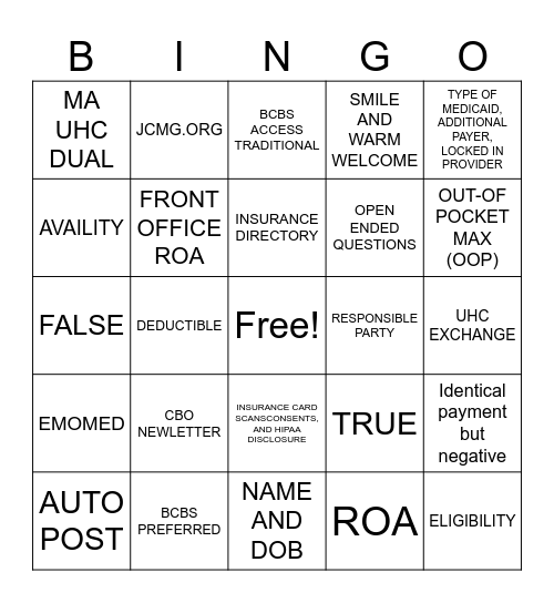 PSR BINGO Card