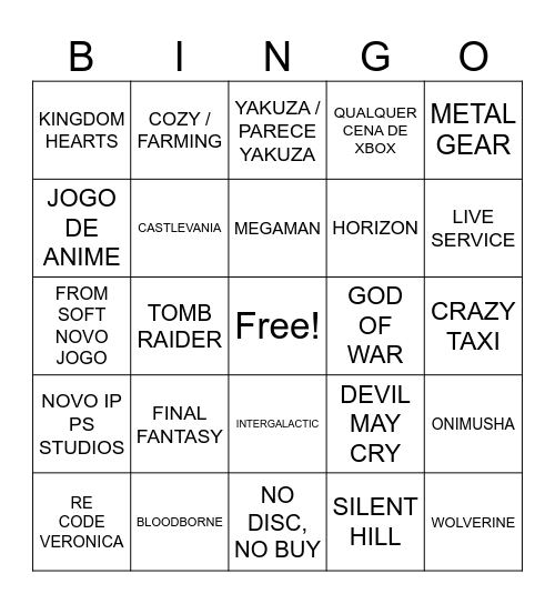 STATE OF PLAY SETEMBRO 26 Bingo Card
