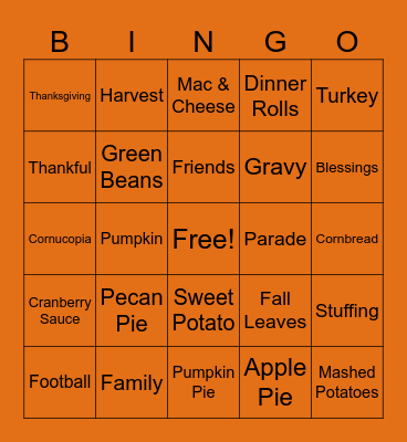 Happy Thanksgiving!!! Bingo Card