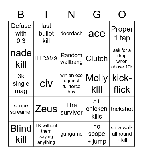 CS2 Bingo Card