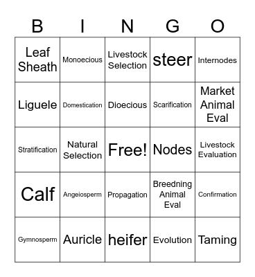 Livestock & Plant Science Bingo Card