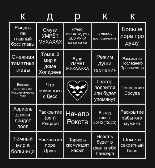 БИНГО ПО 6 ГЛАВЕ ДЕЛЬТЫ Bingo Card