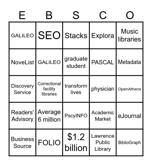 EBSCO BINGO Card