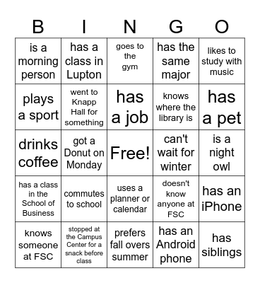 Find Someone Who... Bingo Card
