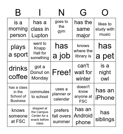 Find Someone Who... Bingo Card