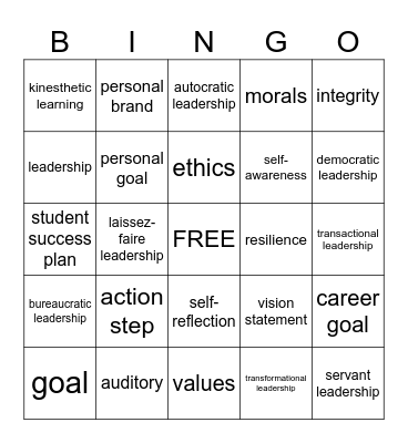 QFS UNIT 1 VOCABULARY Bingo Card