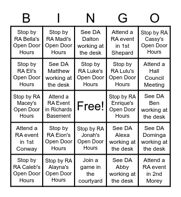 Quad Squad Bingo Card