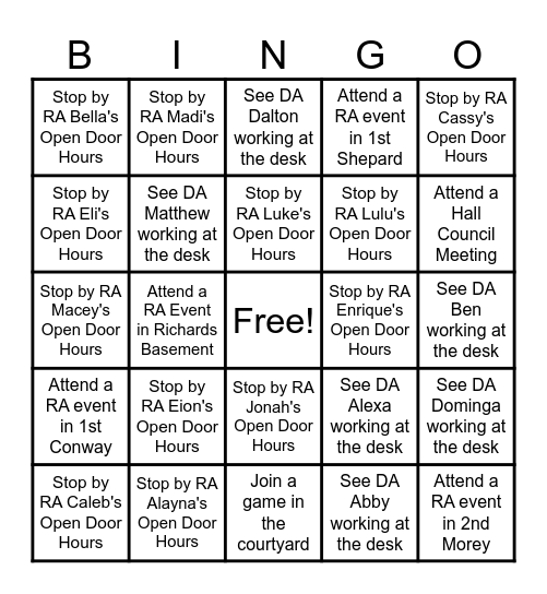 Quad Squad Bingo Card
