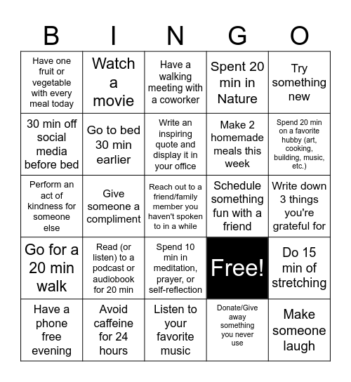 ACT Bingo Card