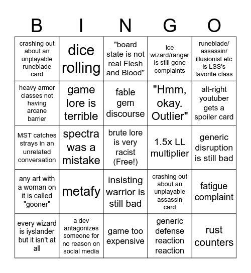 FAB Discourse Bingo Card