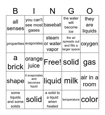 Matter Bingo Card