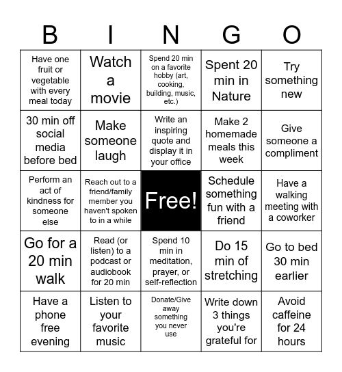 ACT Bingo Card