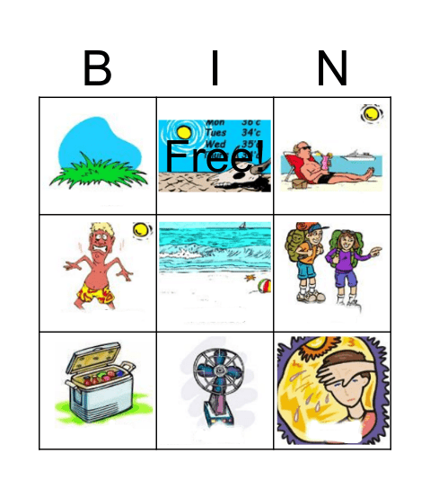 Summer Holiday Bingo Card