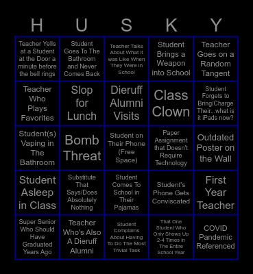 Louis E. Dieruff High School Bingo Card