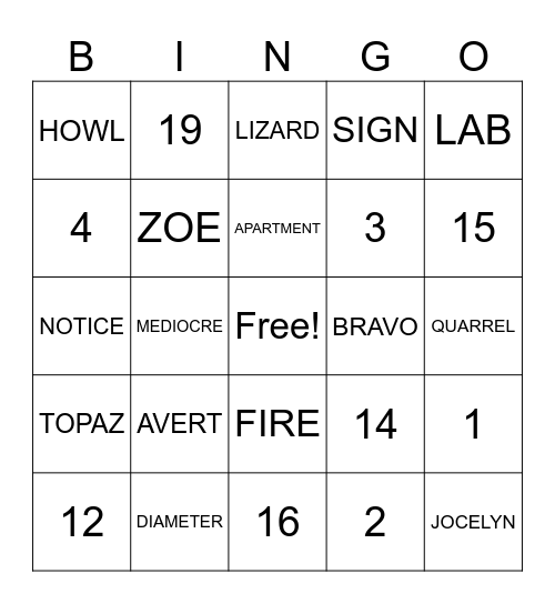 ASL Fingerspelling and Numbers 1 - 20 Bingo Card