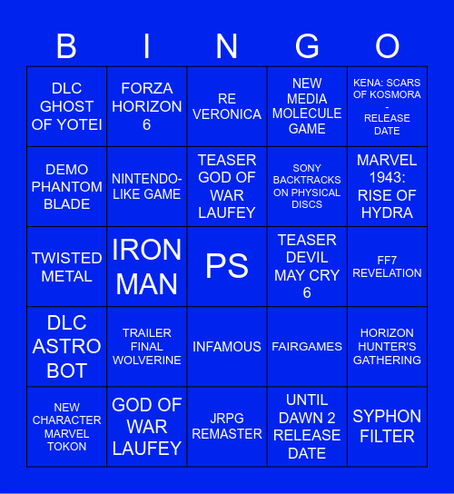 STATE OF PLAY Bingo Card
