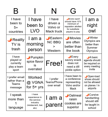 Hot Takes & Low Stakes BINGO Card
