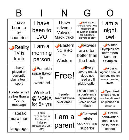 Hot Takes & Low Stakes BINGO Card