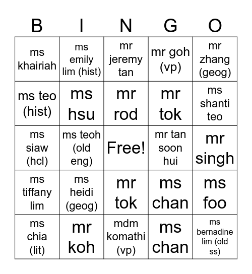 ASD teachers bingo Card